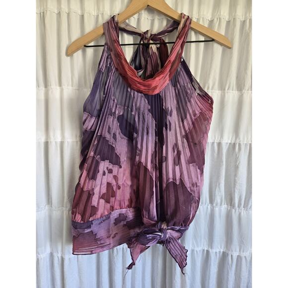 Just in Time Tops - Just in Time Womens Vintage Y2k Halter Top Grunge Artsy Purple Size Large